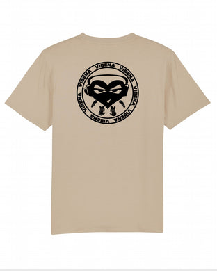 Vibena new style t-shirt. Desert dust with black Vibena character logo (front and back logo) **Free UK Postage**