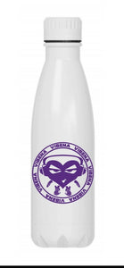 Vibena 500ml metal water bottle. White with purple Vibena character logo **Free UK Postage**