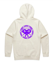 Vibena hoodie. Ecru with purple Vibena character logo (front and back logo) **Free UK postage**