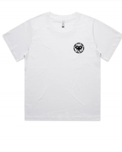 Vibena new style ladies t-shirt. White with black Vibena character logo (front logo only) **Free UK Postage**