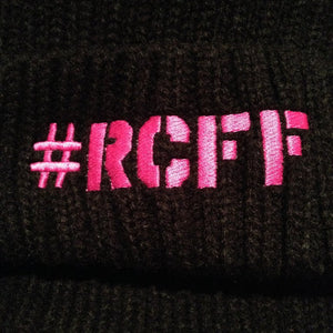 Black Bobble Hat with stitched Pink #RCFF logo *FREE UK POSTAGE*